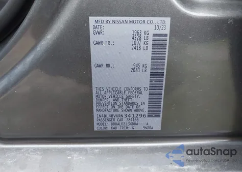 2024 Nissan Altima S Fwd z USA, uszkodzony, nr VIN 1N4BL4BVXRN341296